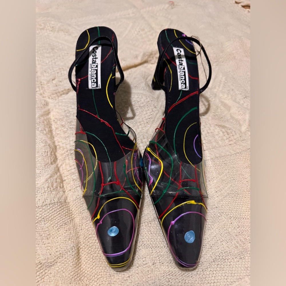 Vintage Leather costa blanca Multicolor & Black Size 12 Women’s Heels